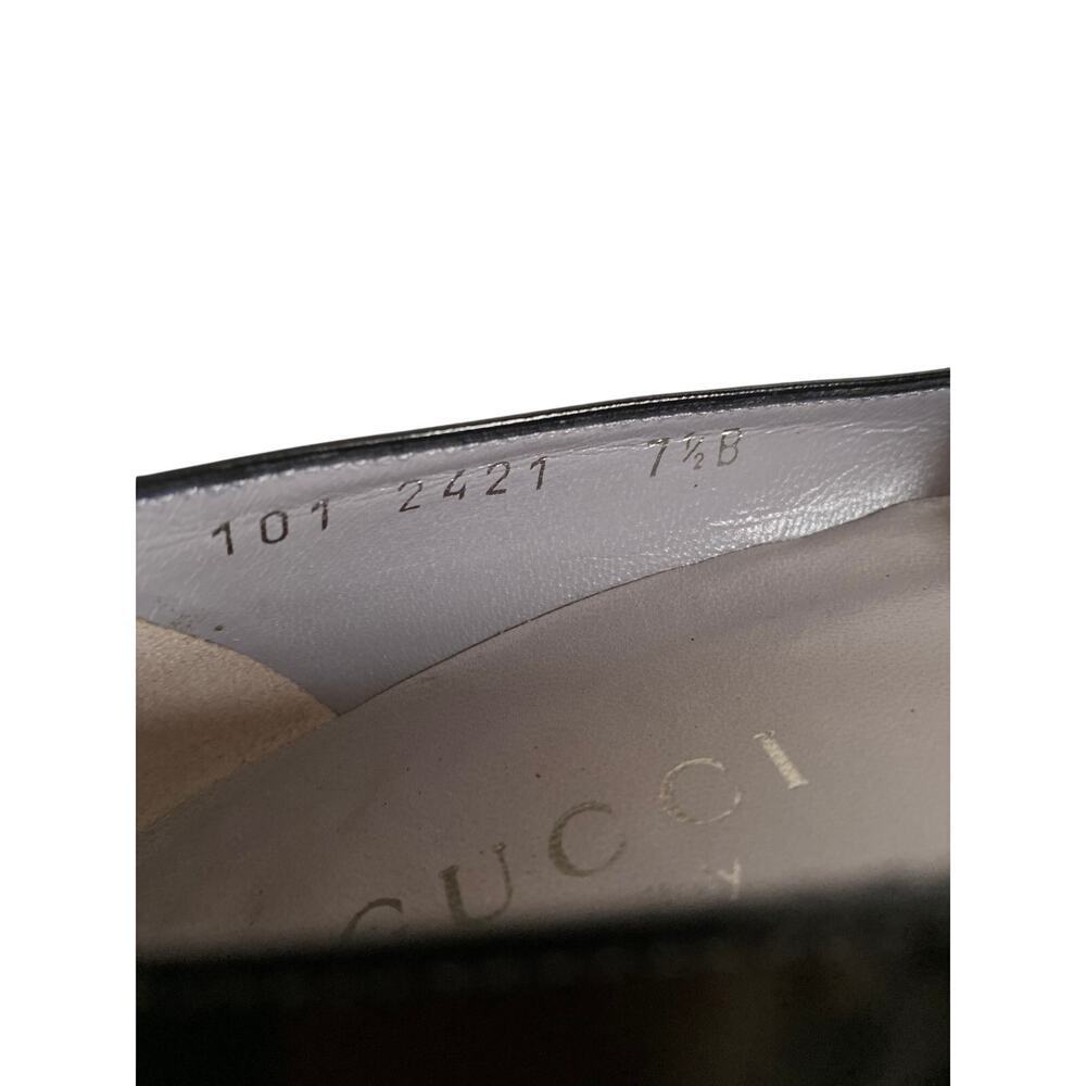 Gucci Black Brush Calf Leather Décolleté Pumps 7.5 B Made in Italy Cone Heel - Picture 8 of 16